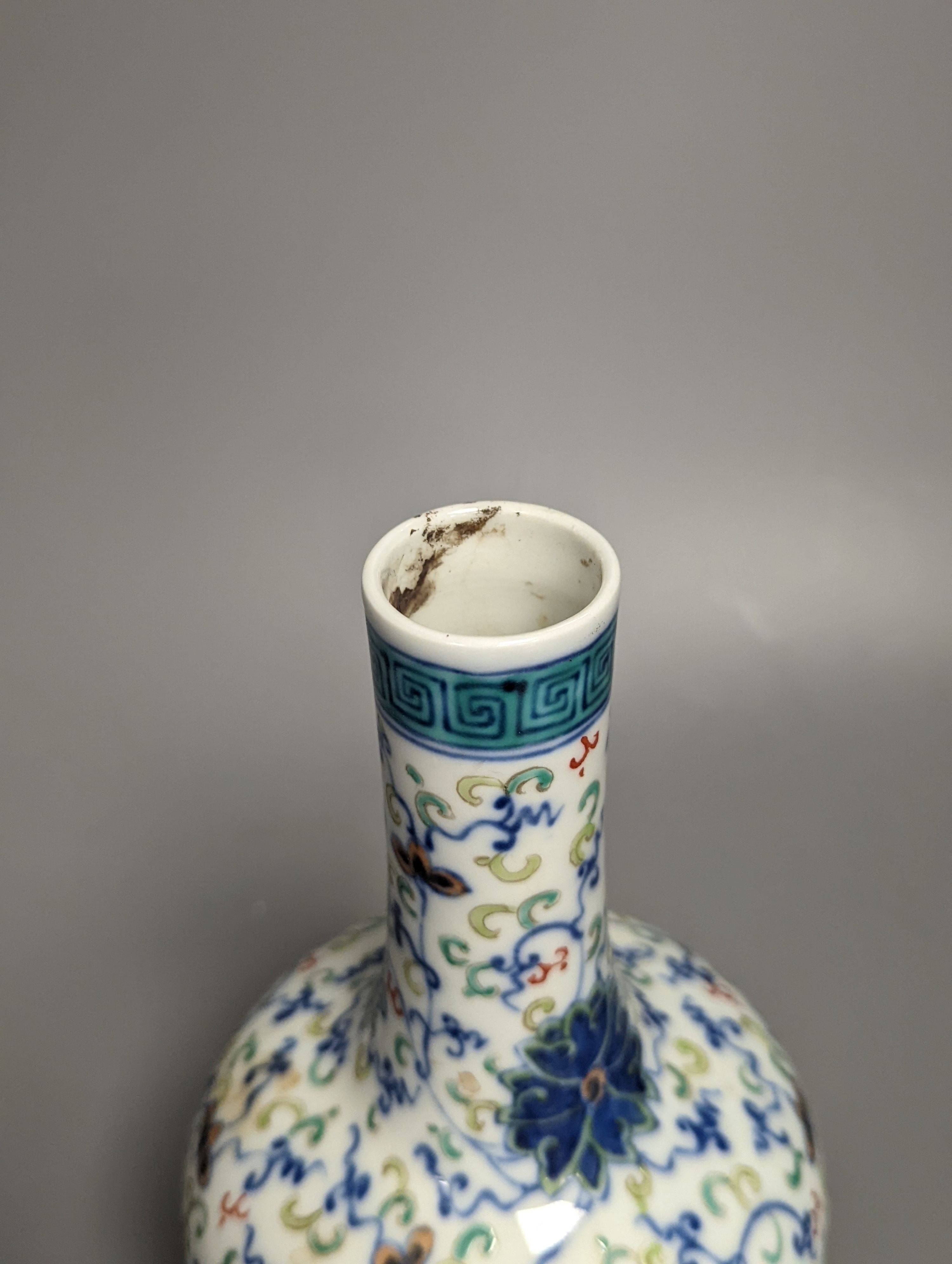 A Chinese doucai bottle vase, height 20cm
